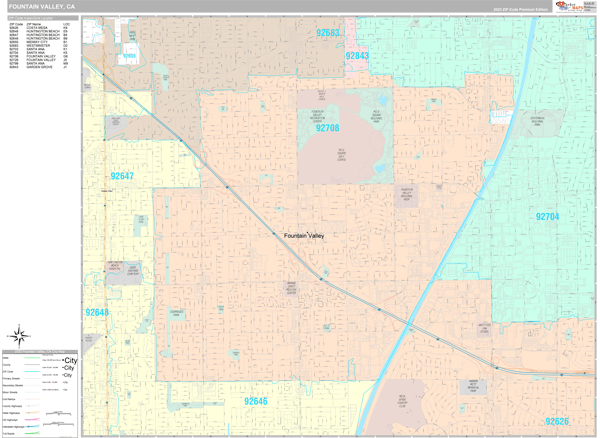 Fountain Valley City Digital Map Premium Style